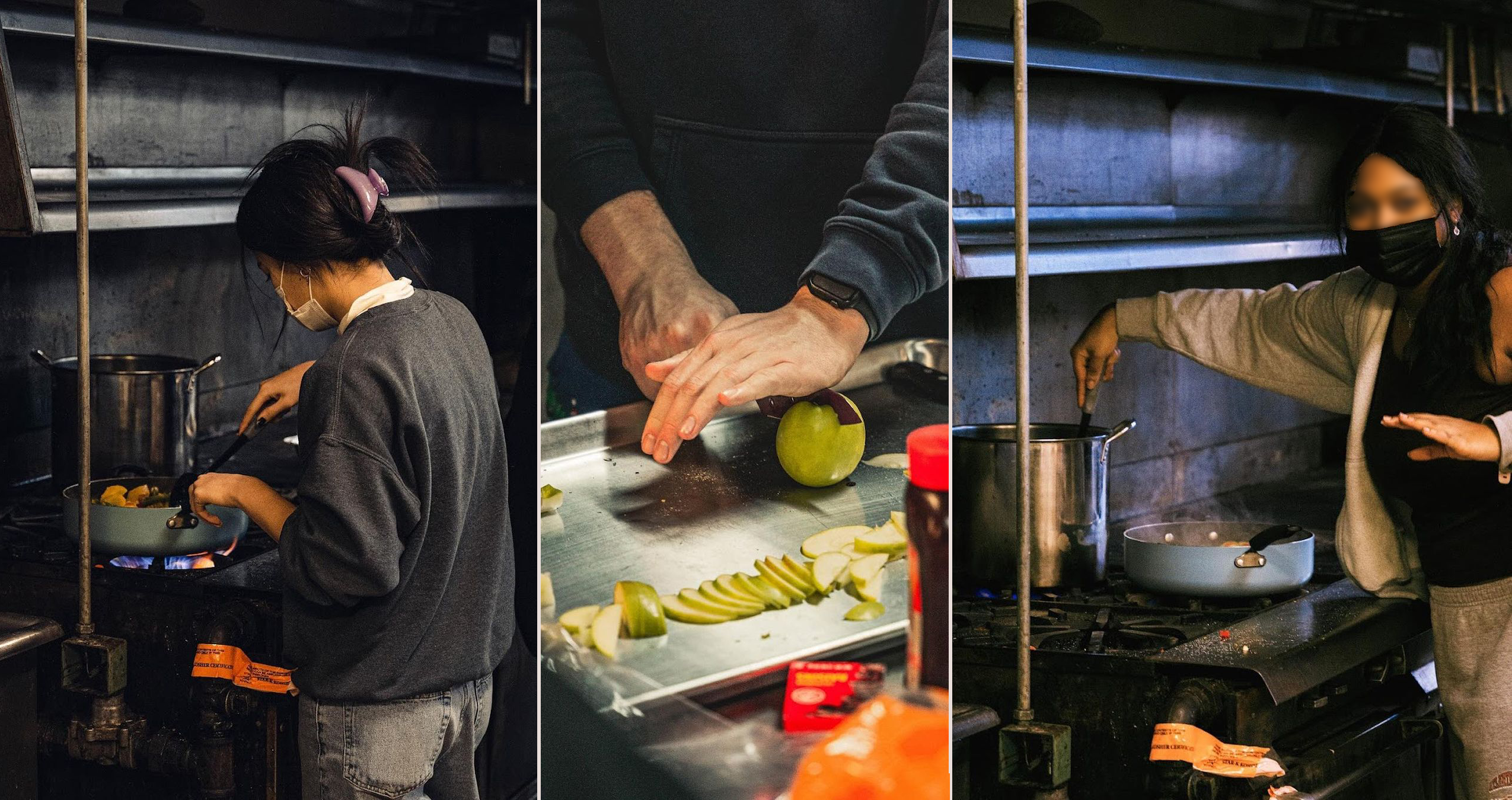 volunteers cooking